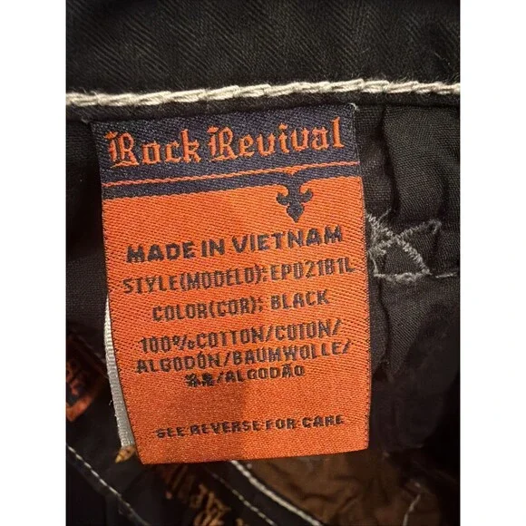 Rock Revival ELIAS Straight Black Jeans Mens 38 CUSTOM WAIST (See Measurements) - Picture 8 of 14